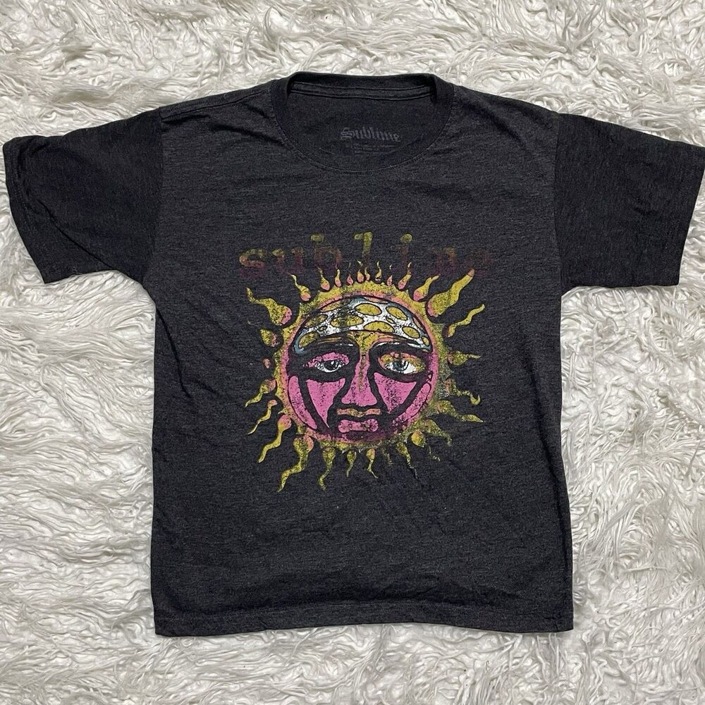 Sublime Shirt Adult Small Gray Pink Sun Rock Band Tee Music Merchandise